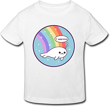Yuying Cute Rainbow Seal Girls&amp;Boys T-shirts For 2-6 Years Old 5-6 Toddler White