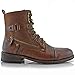 Polar Fox Asher MPX808585 Mens Cap Toe Ankle Lace-up Dress Combat Motorcycle Boots – Brown, Size 11