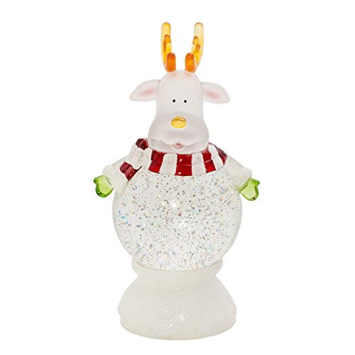 Reindeer Merry Christmas Character LED Light-up 9 x 5 inch Acrylic Snow Globe