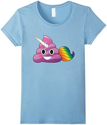Women's Cute Magical Unicorn Poop Emoji with Rainbow Tail  T-Shirt Small Baby Blue