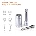 Universal Socket, Tacklife 3Pcs Multifunctional 1/4''-3/4'' (7mm-19mm) Socket Wrench Set with Chrome Vanadium Steel, Metric Wrench Power Drill Adapter Socket, Professional Repair Tools - ASW01A