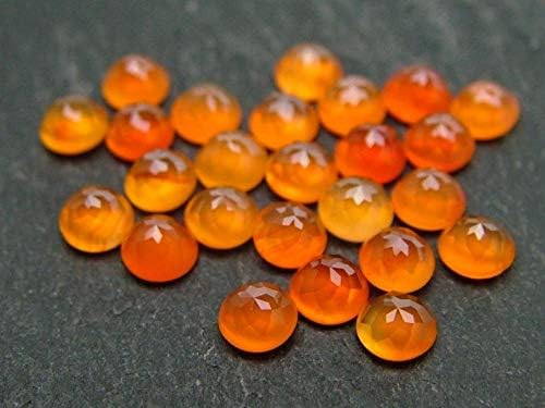 Natural Carnelian Rose Cut Round Orange Color Loose Gemstone 8mm 100 Pieces