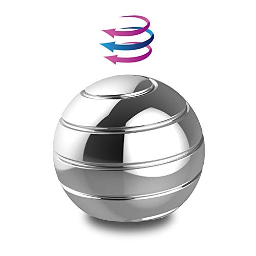 DBlosp Kinetic Desk Toys,Full Body Optical Illusion Fidget Spinner Ball,Gifts for Men,Women,Kids 1.5” Size (Silver)