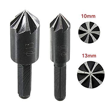 Generic 2pcs/set Long Tool Life Heat Treated Carbon Steel Hex Seven Blade Countersink Set for Wood Metal Quick Change Drill Bit Tools