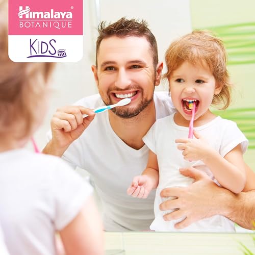 HIMALAYA BOTANIQUE KIDS TOOTHPASTE WITH XYLITOL, BUBBLE GUM FLAVOR – GENTLE FLUORIDE FREE TOOTHPASTE – VEGAN, GLUTEN FREE, SLS FREE, NO ARTIFICIAL FLAVORS OR COLORS, 4 OZ