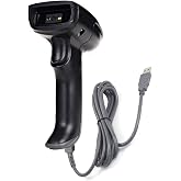 1D 2D Wired Bar Code Scanners Readers for Computers, UNIDEEPLY USB Cable Barcode Handheld, Scanning Label QR PDF417 UPC EAN Data Matrix Reader Gun Retails Precise Scan for Screen Payment Store, Black