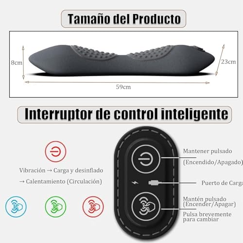Smooth Triple Fusion Back Massager - 3-in-1 Traction, Masajeador Terapia de Triple Fusion, Vibration & Heat for Pain Relief in Neck, Shoulder, Lower Back & Sciatica, Adjustable (Gris Oscuro)
