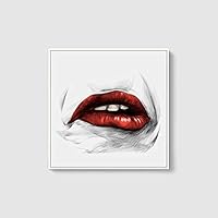 Framed Canvas Wall Art Sexy Lips Canvas Prints Home Artwork Decoration for Living Room,Bedroom - 16x16 inches