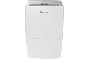 Hisense 50 Pint 3-Speed Dehumidifier with Built-in Pump, 3 Modes Auto, Continuous, Manual, White, Up to 4500 sq ft, Noise level 50 dB, HT5021KP (Renewed)