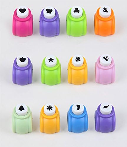 Kassagdin Mini Paper Craft Punch DIY Handmade Hole Puncher for Festival Papers and Greeting Card Set of 12 Different Shape 2.5CM X 2.5CM X 3CM