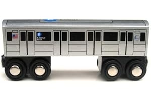 MUNI PALS Munipals New York City Subway Wooden Railway (B Division) E Train/8 Avenue Local–Child Safe and Tested Wood Toy Train
