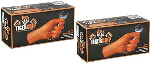 Tiger Grip Gloves - 2 Boxes - Hi-Vis Orange - Textured - Powder & Latex Free