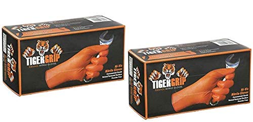 Tiger Grip Gloves - 2 Boxes - Hi-Vis Orange - Textured - Powder & Latex Free