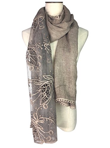 YOUR SMILE Women Lace Stylish Warm Blanket Scarf Gorgeous Wrap Shawl (khaki)
