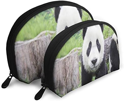 Makeup Bag Cute Black And White Panda Portable Shell Storage Bag For Women Party 2 Pack