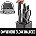 Gorilla Grip Original Premium Knife Block 7 Piece Set, Stainless Steel Blades, Includes Durable Kitchen Knives, Scissors and Stylish Block, Cutlery for Home Chef and Professional Cutting Needs, Black