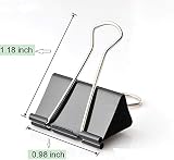 Kuou 43 pcs Binder Clips Black Metal 25mm Foldback Clips Office Practice view 3