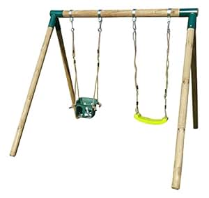 MASGAMES Columpio de Madera KADI con Asiento de Bebe y Asiento de