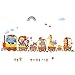 DECOWALL DA-1406A Animal Trains Kids Wall Stickers Wall Decals Peel and Stick Removable Wall Stickers for Kids Nursery Bedroom Living Room décor