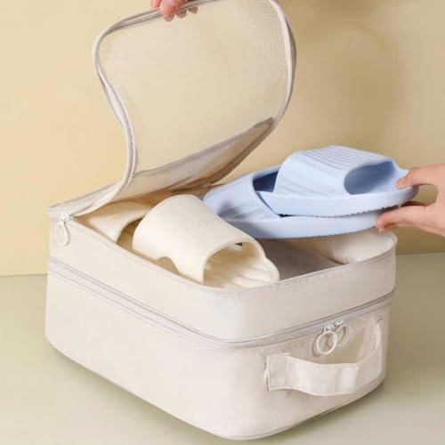 Bolsa de Sapatos para Viagem 03 Compartimentos Necessaire Organizadora de Tênis Sandálias Chinelos Sapato Porta Calçados com Zíper Malha Respirável Dobrável Economia de Espaço (PRETO)