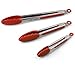 Hot Target Set of 3 (7, 9, 12 inches) Kitchen Tongs for Cooking - Heavy Duty & Non-Stick with Stainless Steel - Kitchen Tongs with Silicone Tips - Heat Resistant Long Food Tongs for Grilling BBQ - Red