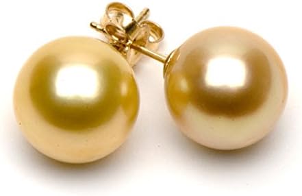 Golden South Sea Cultured Pearl Earrings | South Sea Cultured Pearl Earrings AAAA Quality