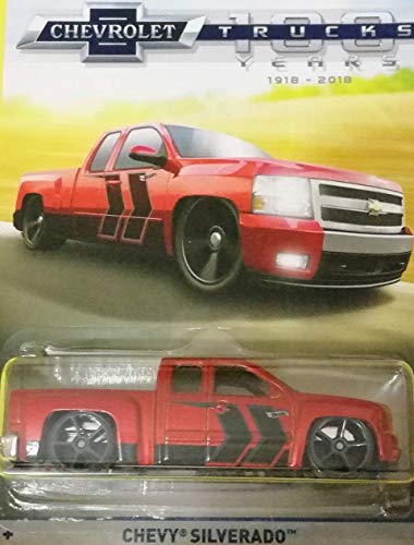 HOT WHEELS 100 YEARS CHEVROLET TRUCKS RED CHEVY SILVERADO DIE-CAST