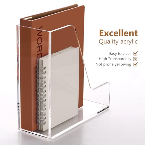 SANRUI Acrylic File Organizer, Clear Desk Organizer and Storage Bins Holding for Folders, Binders, Notebooks, Envelopes, Multi-purpose Magazine File Organizer for Home Office, 2 Pack