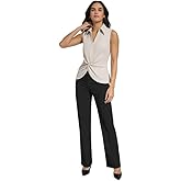 Calvin Klein Women's Collared Twist-Front Sleeveless Top (Stony Beige, X-Large)