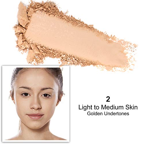 Luscious Cosmetics Velvet Matte Oil Control Pressed Powder Foundation | Vegan and Cruelty Free | Multi-use Foundation & Setting Powder (#2 Medium Beige w/Gold Undertones 0.35oz)