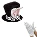 Black Velvet Bunny Hat White Rabbit Ear Costume Accessory with White Gloves