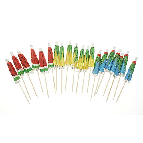 Bilipala Hawaiian Watermelon Paper Umbrellas Summer Cocktail Parasol Picks Beach Party Fruit Cupcake Toppers Picks Decoration Party Supplies,Pack of 20