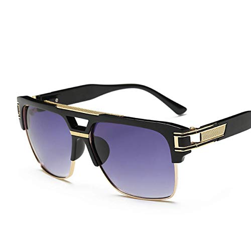 Semi Rimless Sunglasses for Men Gold Square Frame with Gradient Lens Classic Aviator Goggle Retro Brand Designer