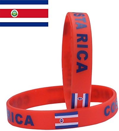 VEWCK Flag Silicone Bracelet Classic Bangle Letter pattern 40 countries 2-Pack (Costa Rica)
