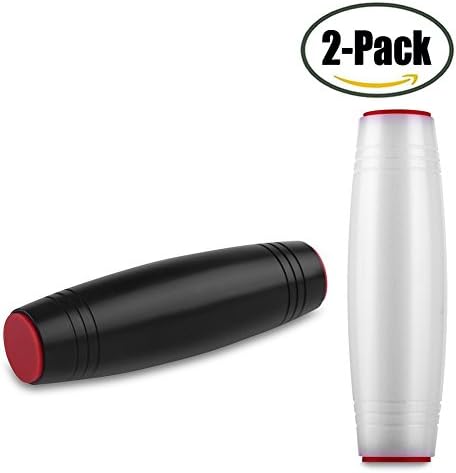(2 Pack)Amazing Desk Toy, Turecore Spinner Stick Fidget Toy Easy to Flip Roll Made of Beech Desktop Hand Toy Anxiety Release for Office Home Party Class Bar White&amp;Black