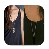 Defiro Y Layer Simple Bar Pendant Necklace Center Long Lariat Chain For Women Jewelry