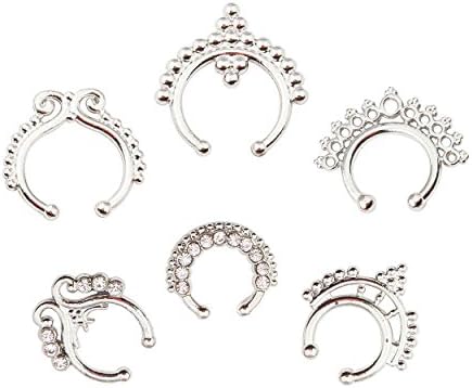 SEXYPOINT 6 PCS Septum Hanger Clip-On Nose Rings Hoop Non Piercing Body Jewelry
