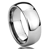8MM Stainless Steel Wedding Band Ring High Polished Classy Domed Ring (6 to 14)