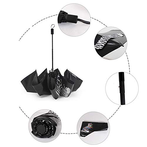 Sagton Umbrella Colour Changing Under Rain, Zebra Parasol Rain Anti-UV Lightweight Portable