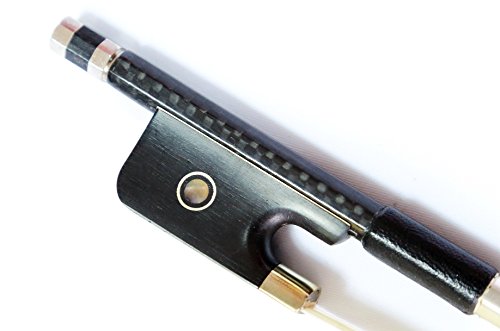 image for Vio Music Top Braided Carbon Fiber Viola Bow, Ebony Frog, Natural Whit