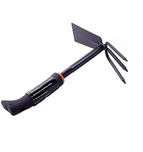 Kglobal Culti-Hoe with Fork Garden Dual Headed Weeding Tool Steel Hand cultivator Handle Non-Slip Cultivator Hoe