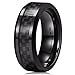 King Will GENTLEMENT 8mm Black Carbon Fiber Inlay Tungsten Carbide Ring Polished Finish Edges Comfort Fit12.5