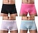 YuKaiChen Men's Ice Silk Underwear Seamless Short Boxer Briefs 4-Pack L