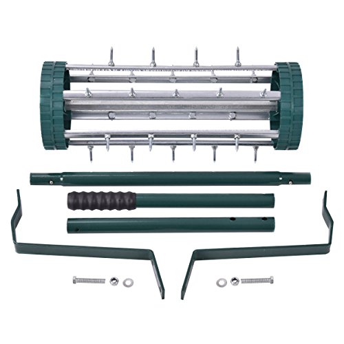 Heavy Duty Rolling Garden Lawn Aerator Roller Home Grass Steel Handle Green New - Thumbnail 2
