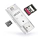 IMEEK SD TF Card Reader with Lightning Micro USB Connector, External Storage Memory Expansion for iPhone/iPad/Android phones/Mac/PC - White