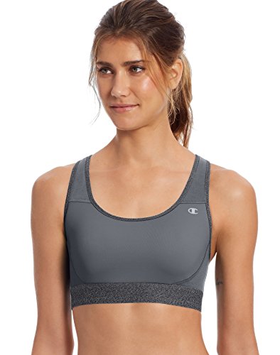 Champion Women's the Absolute Workout Sports Bra, Medium Grey/Granite Heather, L