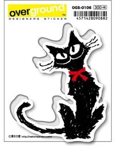 Amazon Co Jp Ogs 0106 猫目行燈 赤いリボンの黒い猫 アーティストグッズ イラストレーターステッカー ホビー