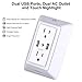 Multi Outlet, POWRUI Wall Mount Outlet Surge Protector with 2 AC Wall Outlet and LED Touch Nightlight and 2 USB Ports (2.4A Total) for Smartphones/Tablets/Appliances, White, ETL Certified