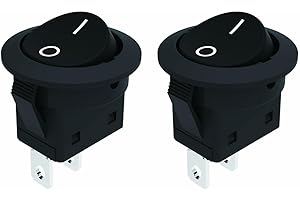 lcocove JD 2pcs 6A Power Switch 125V/250V AC Electric Round Rocker Switches ON/Off Switch 2Pins Toggle Switch with UL Certificate