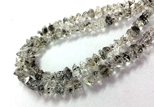 2 Strand Natural Herkimer Diamond Quartz Nugget Beads Strand, Diamond Quartz, Crystal Quartz, raw herkimar Stone Necklace 4-5mm 16"inch Strand AAA+ by LadoNarayani